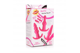 Набор из 3 розовых анальных пробок с вибропулей Thrill Trio Anal Plug Set