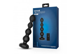 Черная анальная виброёлочка Nexus Tornado Beaded Probe Large с функцией вращения