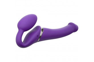 Фиолетовый безремневой вибрострапон Silicone Bendable Strap-On - size M