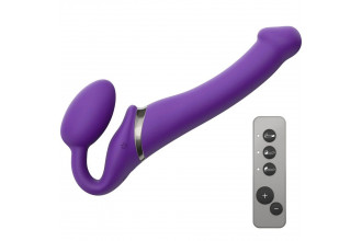 Фиолетовый безремневой вибрострапон Silicone Bendable Strap-On - size M