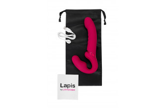 Малиновый безремневой страпон Lapis - 23 см.