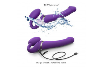 Фиолетовый безремневой вибрострапон Vibrating Bendable Strap-On - size L
