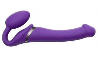 Фиолетовый безремневой вибрострапон Vibrating Bendable Strap-On - size L