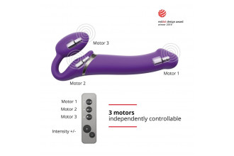 Фиолетовый безремневой вибрострапон Vibrating Bendable Strap-On - size L
