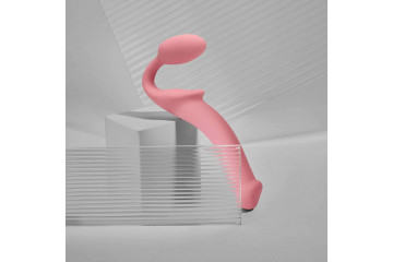 Розовый безремневой страпон Strap-on-me Semi-Realistic Bendable Strap-On size M