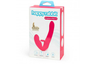 Ярко-розовый безремневой страпон Rechargeable Vibrating Strapless Strap-On