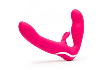 Ярко-розовый безремневой страпон Rechargeable Vibrating Strapless Strap-On
