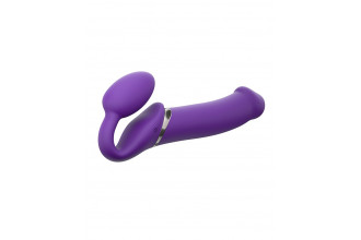 Фиолетовый безремневой вибрострапон Silicone Bendable Strap-On - size XL