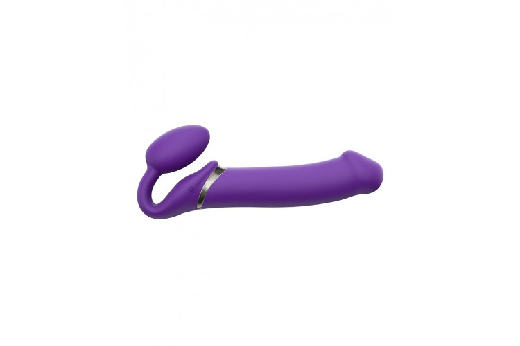Фиолетовый безремневой вибрострапон Silicone Bendable Strap-On - size XL