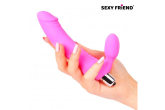 Розовый безремневой страпон Sexy Friend