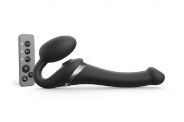 Черный безремневой страпон Multi Orgasm Size S с клиторальной стимуляцией