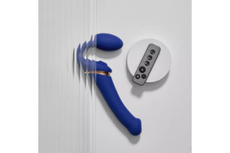 Синий безремневой страпон Multi Orgasm Bendable Strap-On size XL с клиторальной стимуляцией Синий безремневой страпон Multi Orgasm Bendable Strap-On size XL с клиторальной стимуляцией