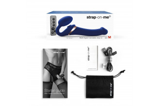 Синий безремневой страпон Multi Orgasm Size M с клиторальной стимуляцией