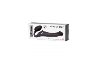 Черный безремневой вибрострапон Silicone Bendable Strap-On - size M