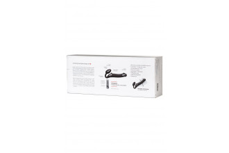 Черный безремневой вибрострапон Silicone Bendable Strap-On - size M