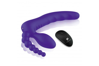 Фиолетовый безремневой страпон с пультом ДУ 7’’ Remote Control Strapless - 24 см.