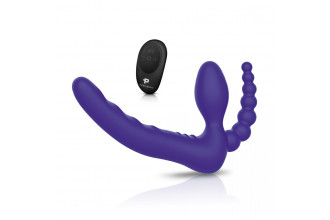 Фиолетовый безремневой страпон с пультом ДУ 7’’ Remote Control Strapless - 24 см.