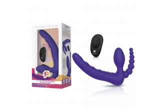 Фиолетовый безремневой страпон с пультом ДУ 7’’ Remote Control Strapless - 24 см.