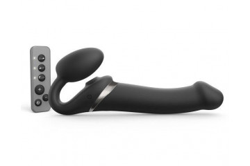 Черный безремневой страпон Multi Orgasm Size L с клиторальной стимуляцией