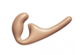 Бежевый безремневой страпон Seduction - 20,5 см.