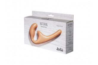 Бежевый безремневой страпон Seduction - 20,5 см.