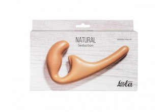 Бежевый безремневой страпон Seduction - 20,5 см.