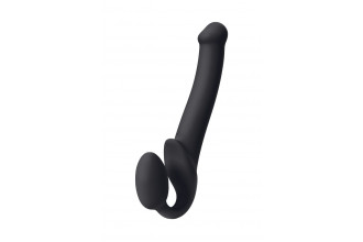 Черный безремневой страпон Silicone Bendable Strap-On - size M