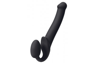 Черный безремневой страпон Silicone Bendable Strap-On - size M