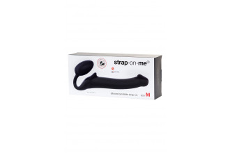Черный безремневой страпон Silicone Bendable Strap-On - size M