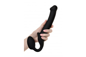 Черный безремневой страпон Silicone Bendable Strap-On - size M