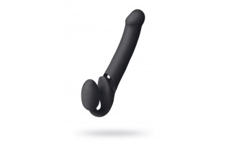 Черный безремневой вибрострапон Vibrating Bendable Strap-On - size L