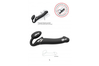 Черный безремневой вибрострапон Vibrating Bendable Strap-On - size L