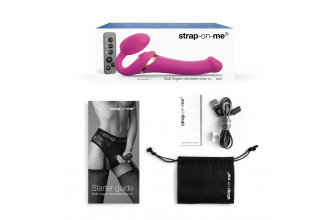 Ярко-розовый безремневой страпон Multi Orgasm Size S с клиторальной стимуляцией