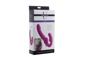 Ярко-розовый безремневой вибрострапон Evoke Vibrating Strapless Silicone Strap-on Dildo