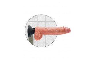 Телесный вибромассажер 10 Vibrating Cock with Balls - 25,4 см.