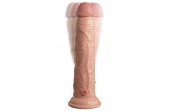 Телесный вибратор-реалистик на присоске 9’’ Vibrating Silicone Dual Density Cock - 24,8 см.