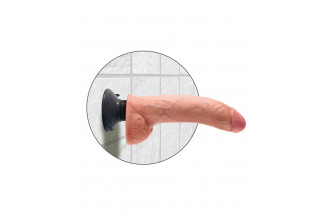 Телесный виброфаллос со съемной присоской 9 Vibrating Cock with Balls - 22,9 см.