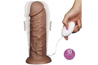 Коричневый вибратор-гигант 10.5 Realistic Chubby Vibrating Dildo - 26,6 см.