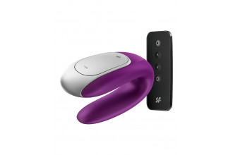 Фиолетовый вибромассажёр для пар Satisfyer Double Fun