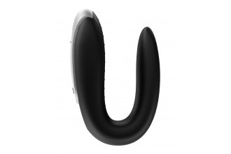 Чёрный вибромассажёр для пар Satisfyer Double Fun