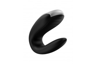 Чёрный вибромассажёр для пар Satisfyer Double Fun