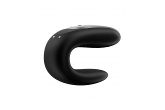 Чёрный вибромассажёр для пар Satisfyer Double Fun
