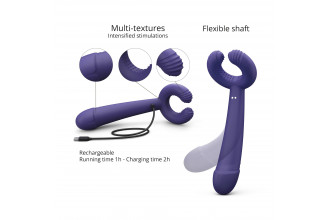 Темно-синий вибратор для пар Please Me Multi Vibrator