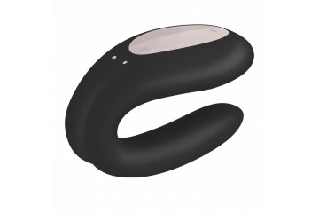 Черный вибратор для пар Double Joy с управлением через приложение