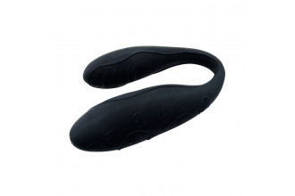 Чёрный вибромассажер для пар Indulgence Plus с ДУ