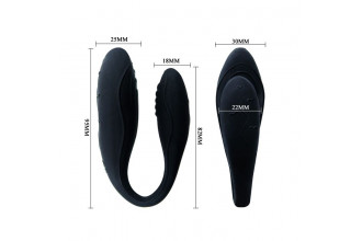 Чёрный вибромассажер для пар Indulgence Plus с ДУ