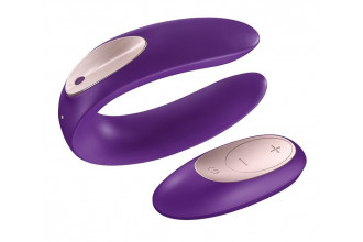 Фиолетовый вибратор для пар Satisfyer Double Plus Remote с пультом ДУ