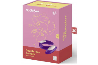 Фиолетовый вибратор для пар Satisfyer Double Plus Remote с пультом ДУ