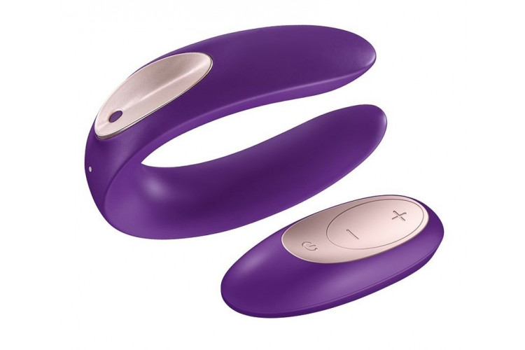 Фиолетовый вибратор для пар Satisfyer Double Plus Remote с пультом ДУ