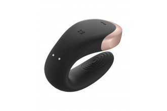 Черный вибратор для пар Double Love с возможностью управления через пульт и приложение Черный вибратор для пар Double Love с возможностью управления через пульт и приложение